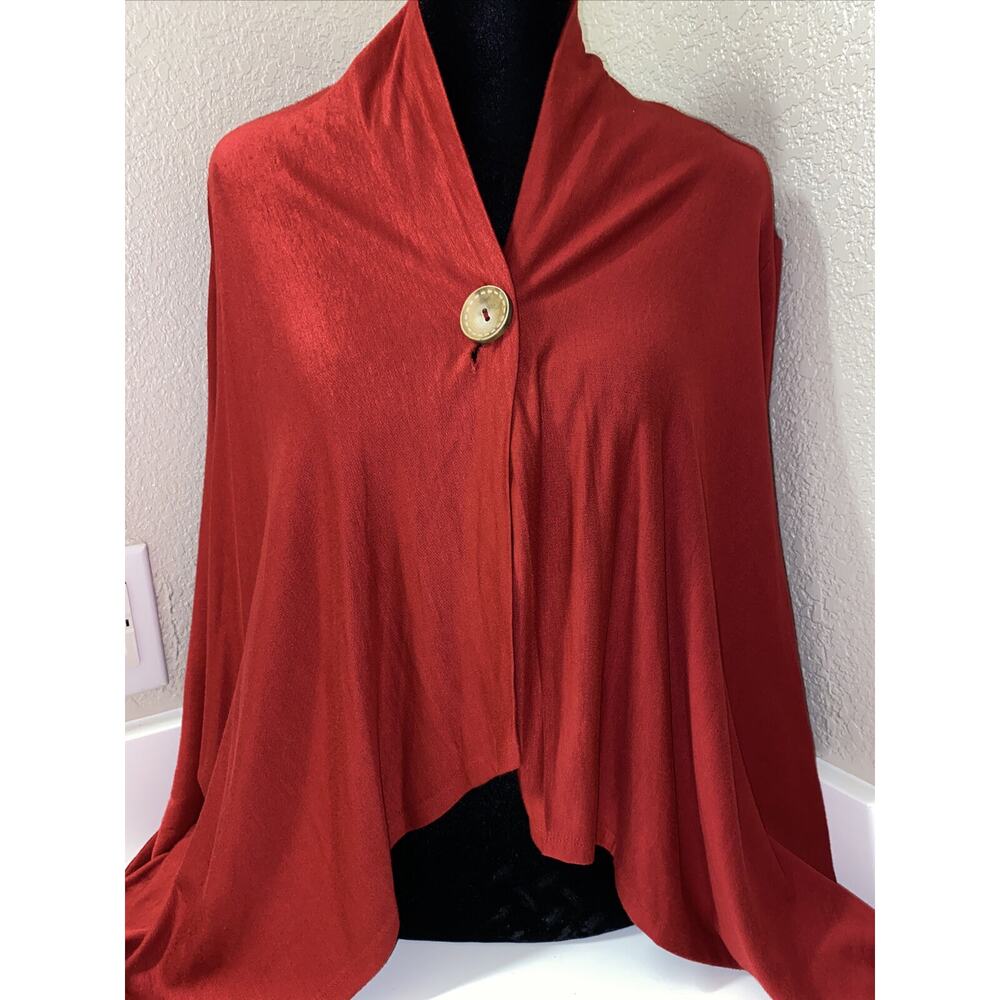 Yarn & Sea Women Over Shirt Long Sleeve Jacket Cloak Single Button Red Small NEW